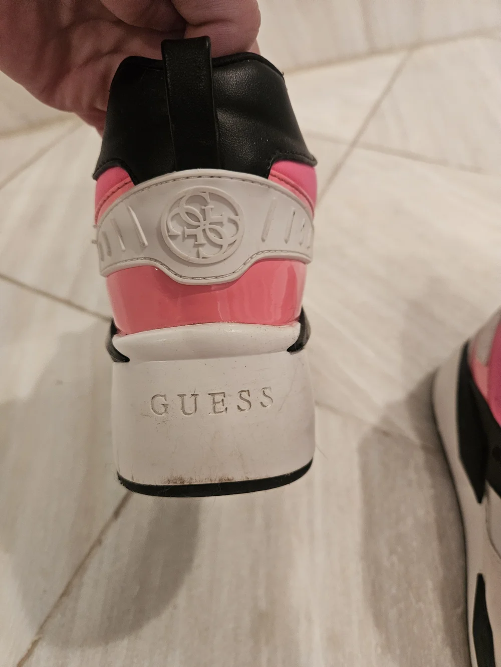 Guess..Women's Black & Neon Pink/yellpw Athletic Sneakers, Size 9.